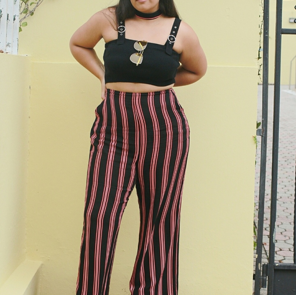 Stripe flare pants